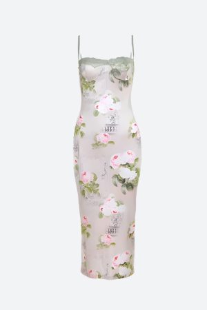 Quick Outfits, Modest Fashion Outfits Ideas Satin Floral Midi Dress