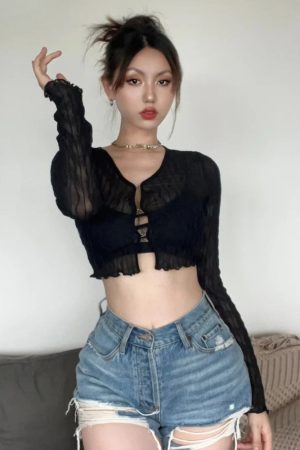 Quick Outfits, Modest Fashion Outfits Ideas Sheer Crop Top