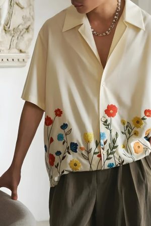 Quick Outfits, Modest Fashion Outfits Ideas Short Sleeve Flowers Shirt