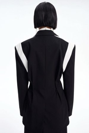 Quick Outfits, Modest Fashion Outfits Ideas Single Button Color Block Blazer