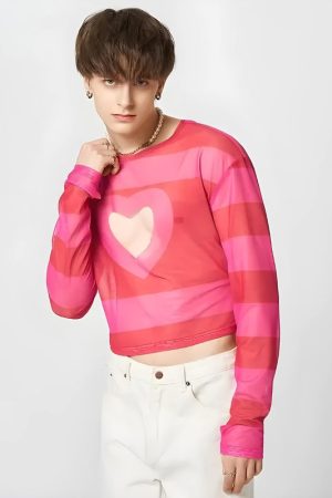 Quick Outfits, Modest Fashion Outfits Ideas Soft Boy Heart Cut Out Crop Top