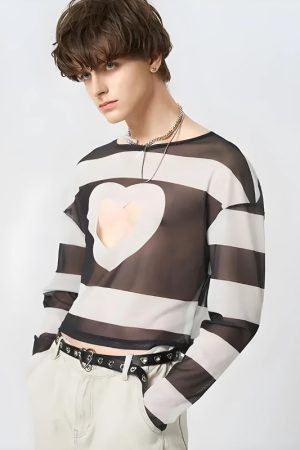 Quick Outfits, Modest Fashion Outfits Ideas Soft Boy Heart Cut Out Crop Top