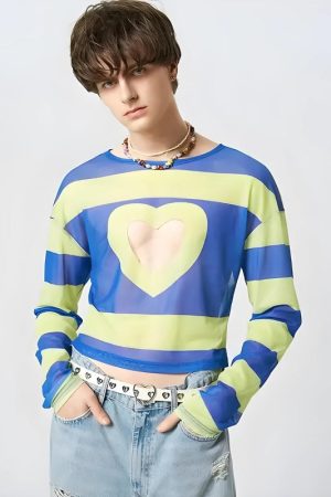 Quick Outfits, Modest Fashion Outfits Ideas Soft Boy Heart Cut Out Crop Top