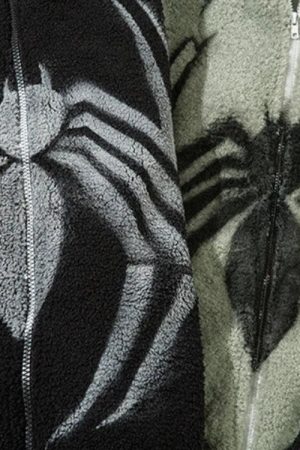 Quick Outfits, Modest Fashion Outfits Ideas Spider Full Zip-Up Teddy Hoodie Jacket