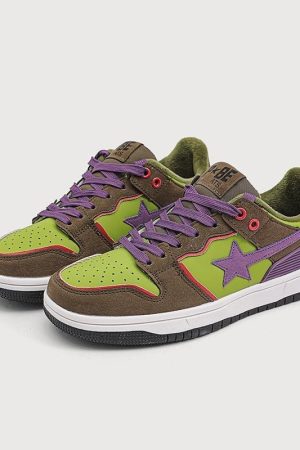 Quick Outfits, Modest Fashion Outfits Ideas Star Embroidered Multicolor Sneakers