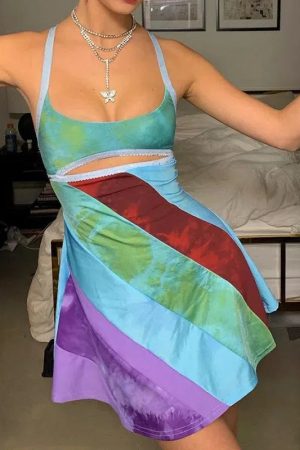 Quick Outfits, Modest Fashion Outfits Ideas Striped Patch Satin Mini Dress