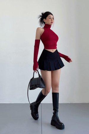 Quick Outfits, Modest Fashion Outfits Ideas V-Shaped College Mini Skirt
