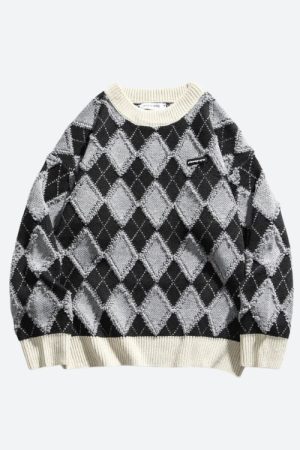Quick Outfits, Modest Fashion Outfits Ideas Vintage Argyle Knitted Sweater