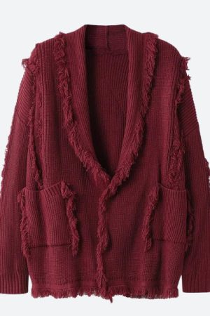 Quick Outfits, Modest Fashion Outfits Ideas Vintage Pockets Tasseled Knitted Cardigan