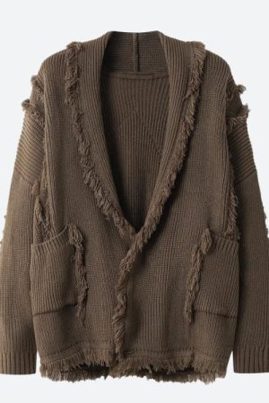 Quick Outfits, Modest Fashion Outfits Ideas Vintage Pockets Tasseled Knitted Cardigan