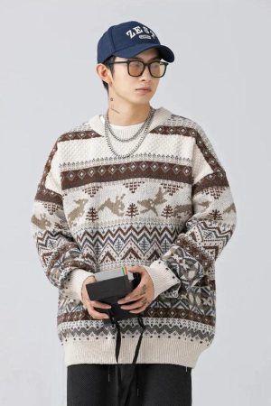 Quick Outfits, Modest Fashion Outfits Ideas Vintage Rabbits Knitted Sweater