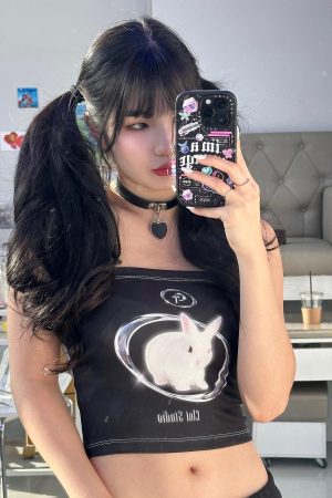Quick Outfits, Modest Fashion Outfits Ideas Y2K Bat Rabbit Tube Top