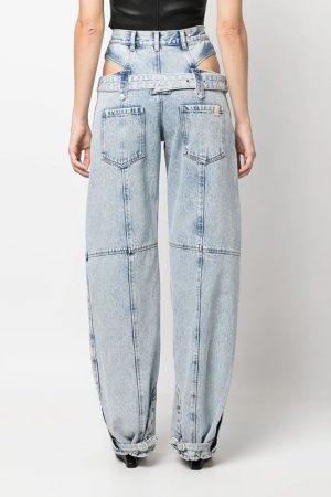 Quick Outfits, Modest Fashion Outfits Ideas Y2K Belted Cut Out Jeans