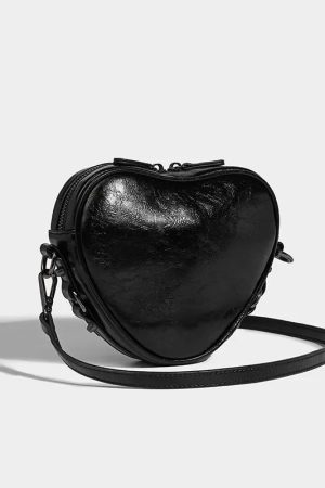 Quick Outfits, Modest Fashion Outfits Ideas Y2K Grunge Belted Heart Shaped Bag