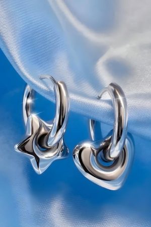 Quick Outfits, Modest Fashion Outfits Ideas Y2K Star Heart Hoop Earrings