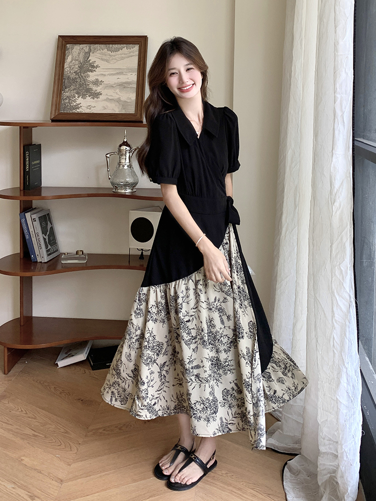 Summer 2025 Chinese-Style Faux Two-Piece Long Skirt Set Dress for Women - Unique National Wind Design, Stunning and Beautiful