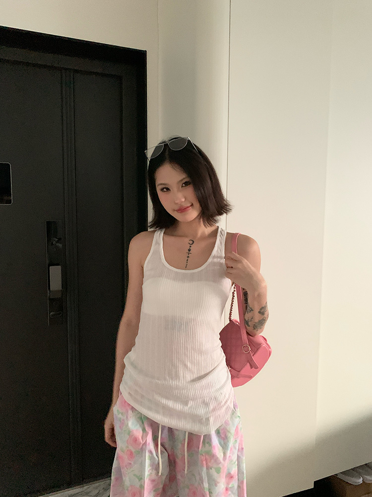 Summer American Style Sexy Lace Splicing Hollow Out Camisole for Women - Slim Fit Versatile Sleeveless Top for Y2K Fashion Enthusiasts