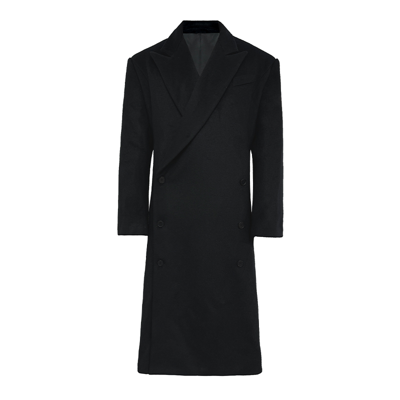Tailored Wool Dress Coat with Shoulder Pads - Chic Mannequin Style for Effortless Elegance