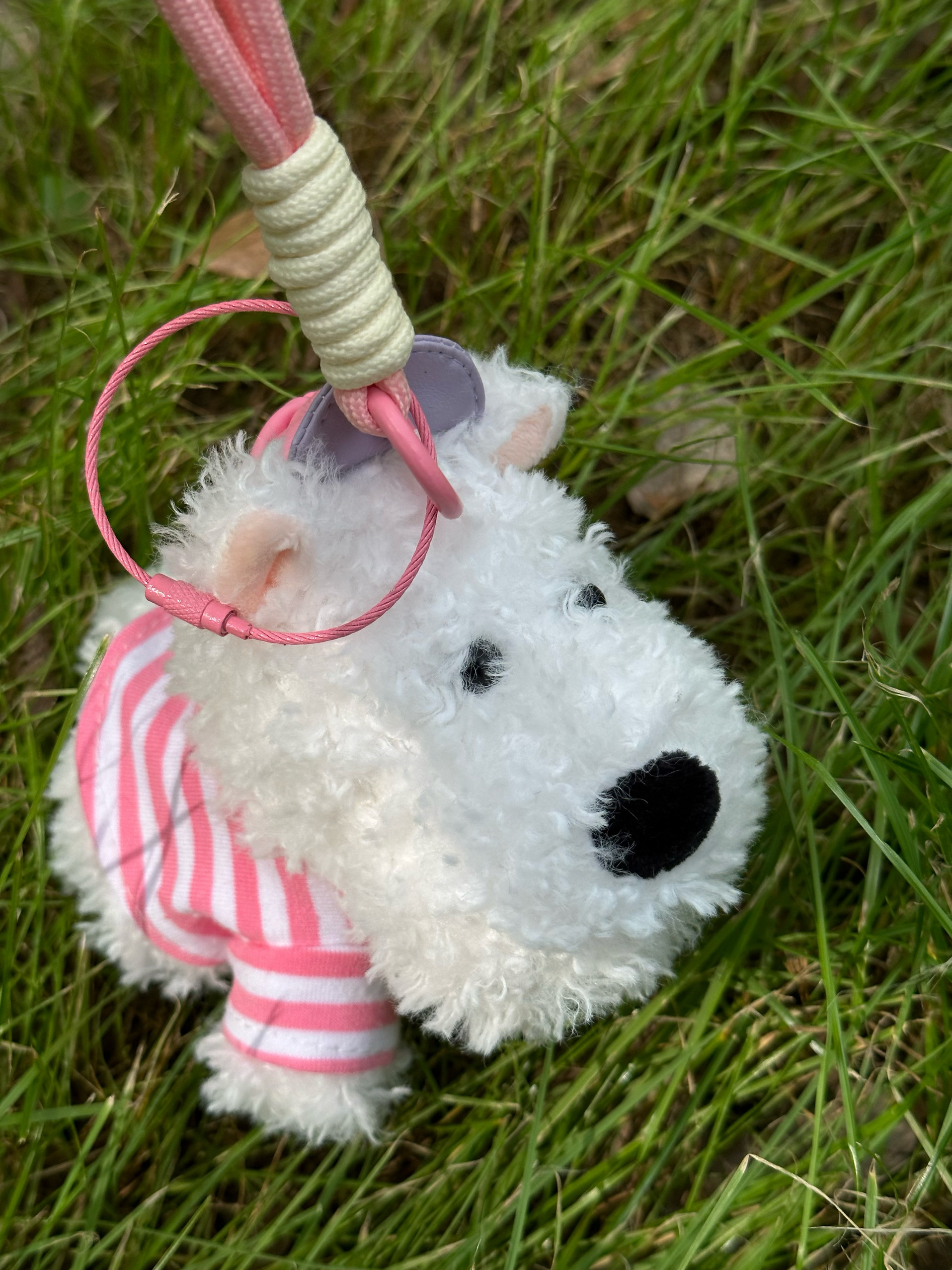 Trendy West Highland White Terrier Plush Toy Bag Pendant Keychain for Car Accessories - Cute Dog Keyring