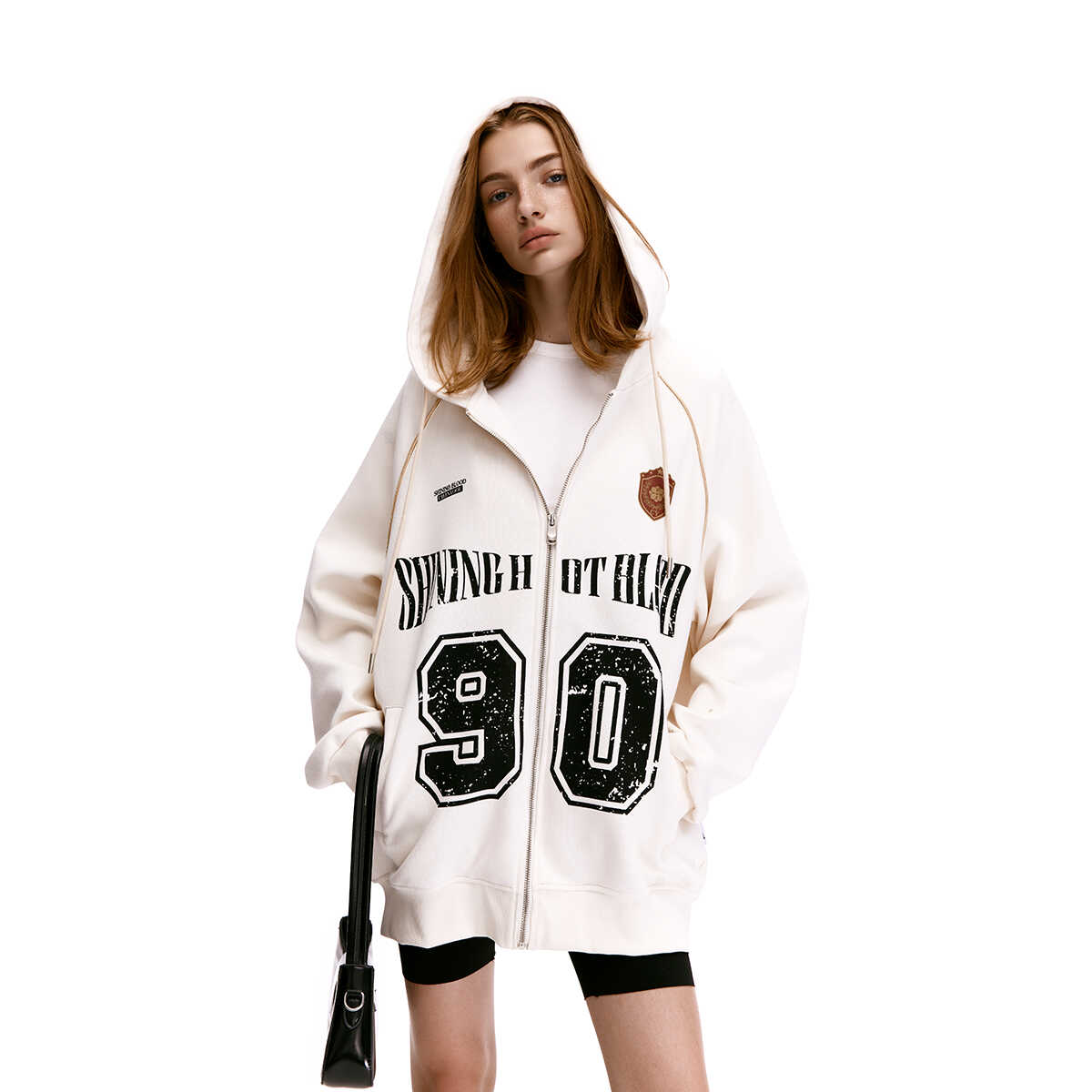 Unisex American Vintage Letter Print Cardigan Hoodie - Blockcore Casual Style for 90s Inspired Fashion