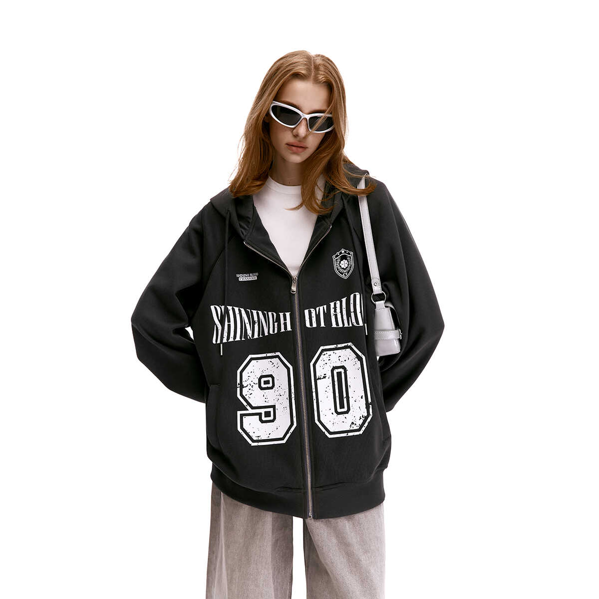 Unisex American Vintage Letter Print Cardigan Hoodie - Blockcore Casual Style for 90s Inspired Fashion
