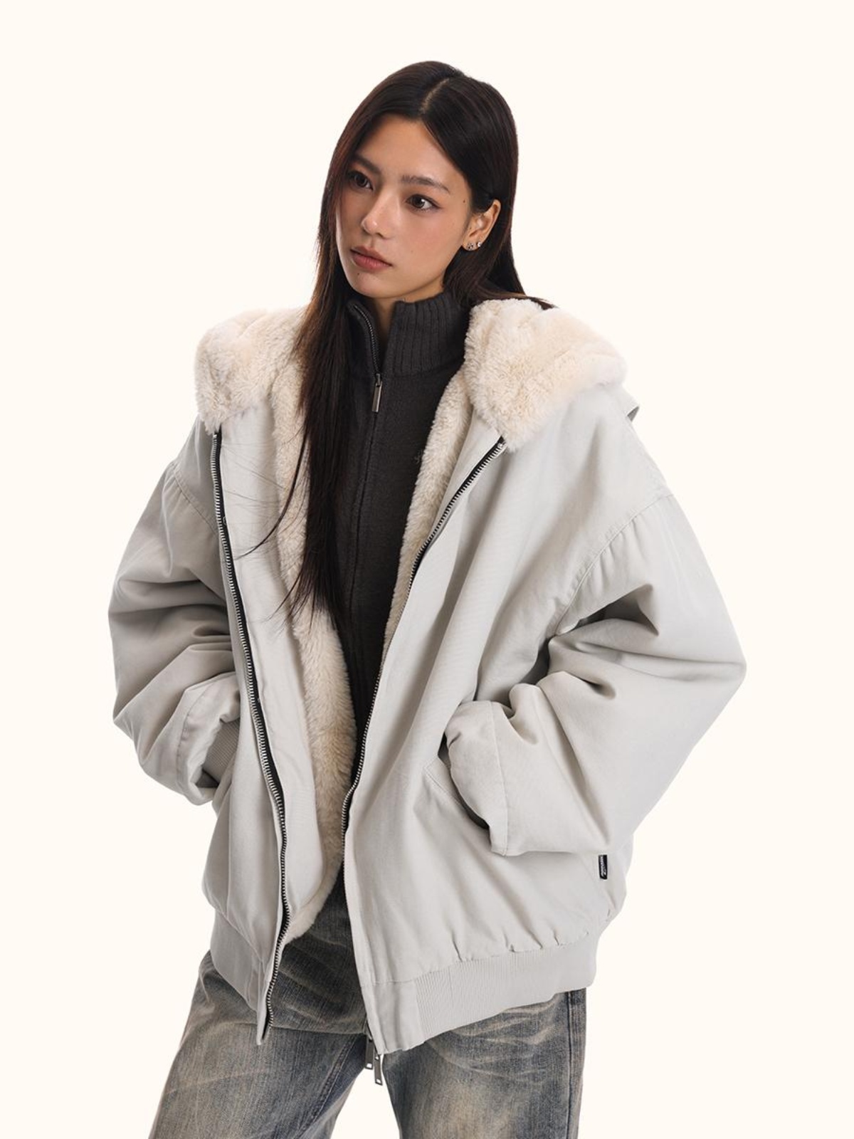 Unisex Thickened Fleece Jacket - Loose Fit Cotton Coat for Winter - Casual Cleanfit Outerwear