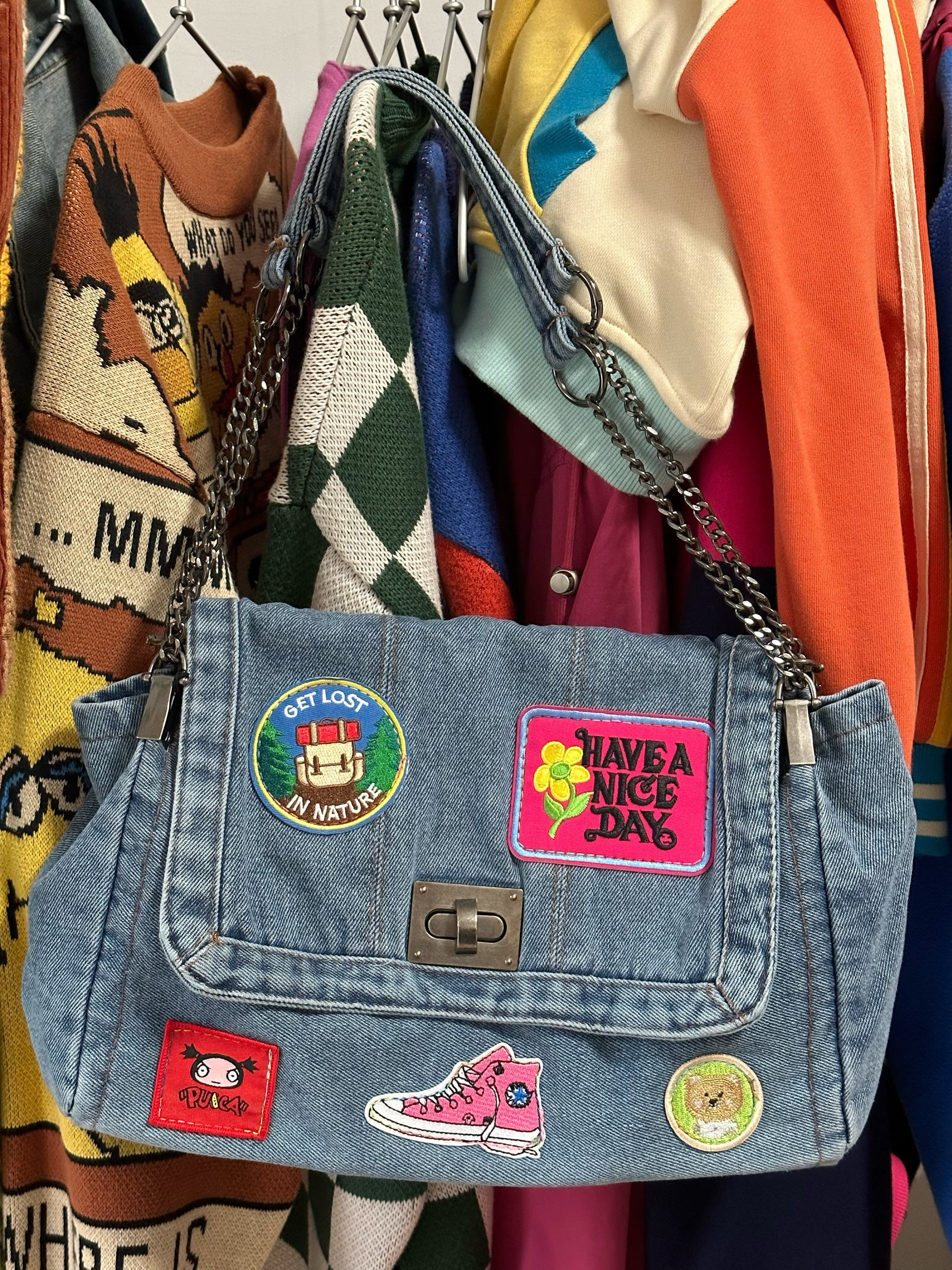 Versatile Denim Bag for Trendy Girls - Large Capacity Shoulder Crossbody Tote Bag for Millennial Style
