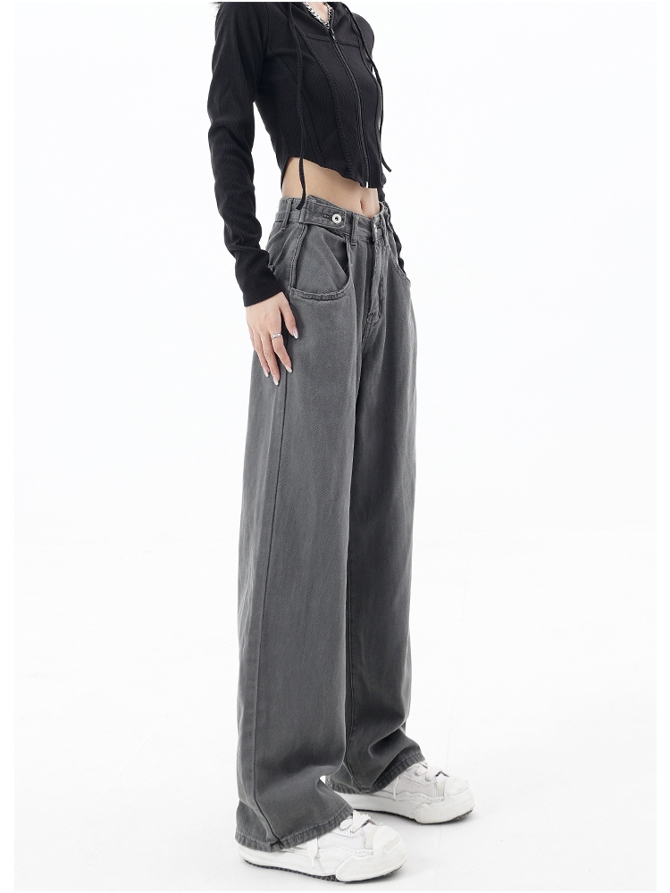 Vintage Fleece Wide Leg Jeans for Women - Low Waist Loose Straight Leg Casual Pants for Autumn and Winter Fashion