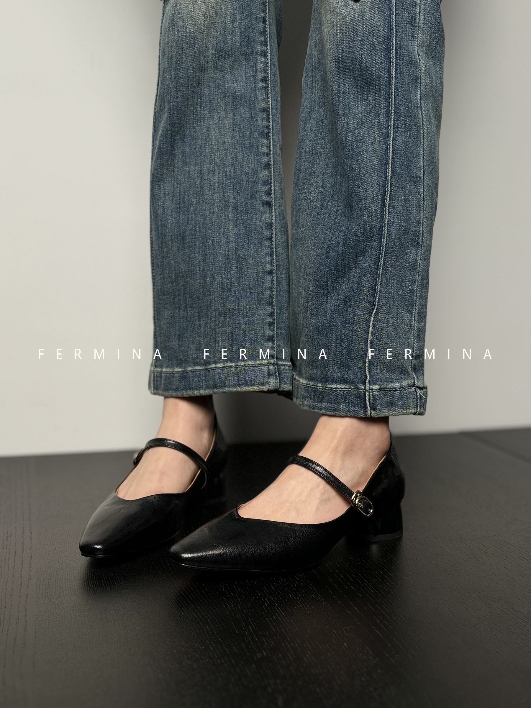 Vintage Low-Cut One-Strap Mary Jane Shoes for Women - Chunky Heel Small Leather Spring 2025 Footwear