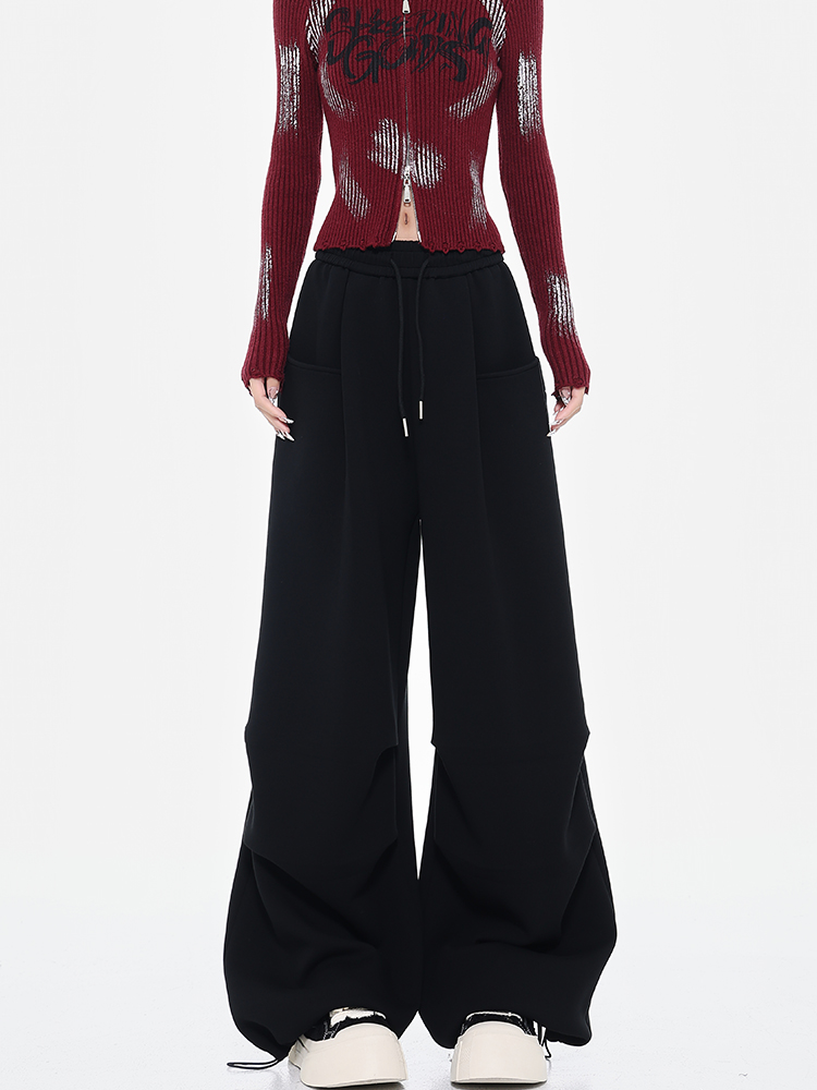 Winter Thickened Cargo Pants for Women, Tall Long Wide-Leg Sports Pants, Comfortable Outdoor Activewear, Trendy Street Style