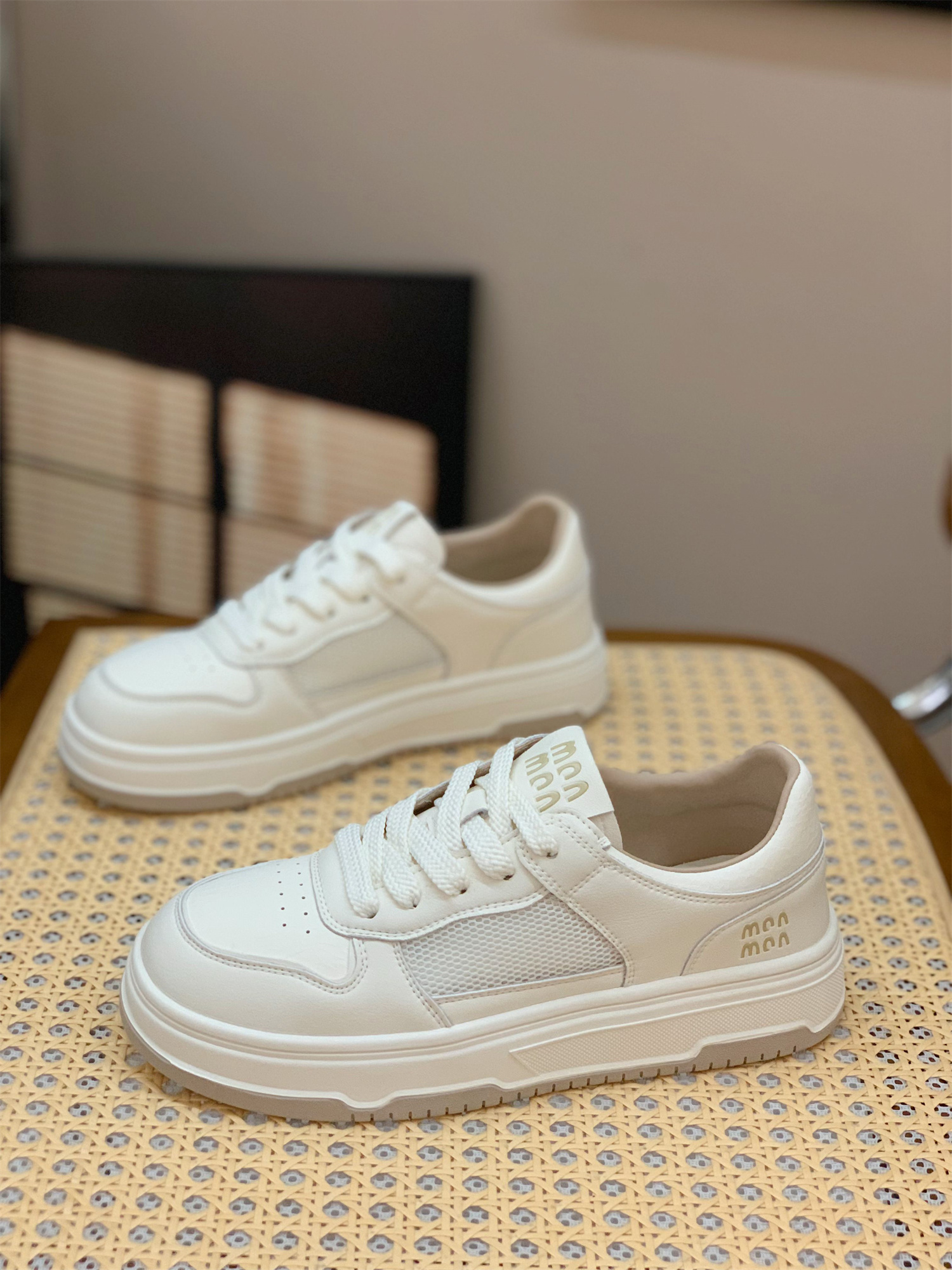 Women's Genuine Leather Mesh Hollow-Out White Casual Shoes - 2025 Summer Minimalist, Breathable, Versatile Footwear for Effortless Style
