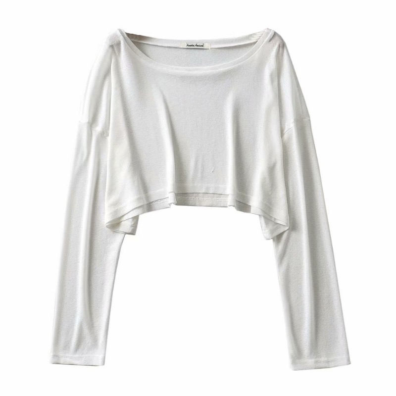 Women's Long Sleeve Loose Fit Sun Protection T-Shirt Top - Summer Jazz Dancing Cover-Up in Lightweight Lazy Style