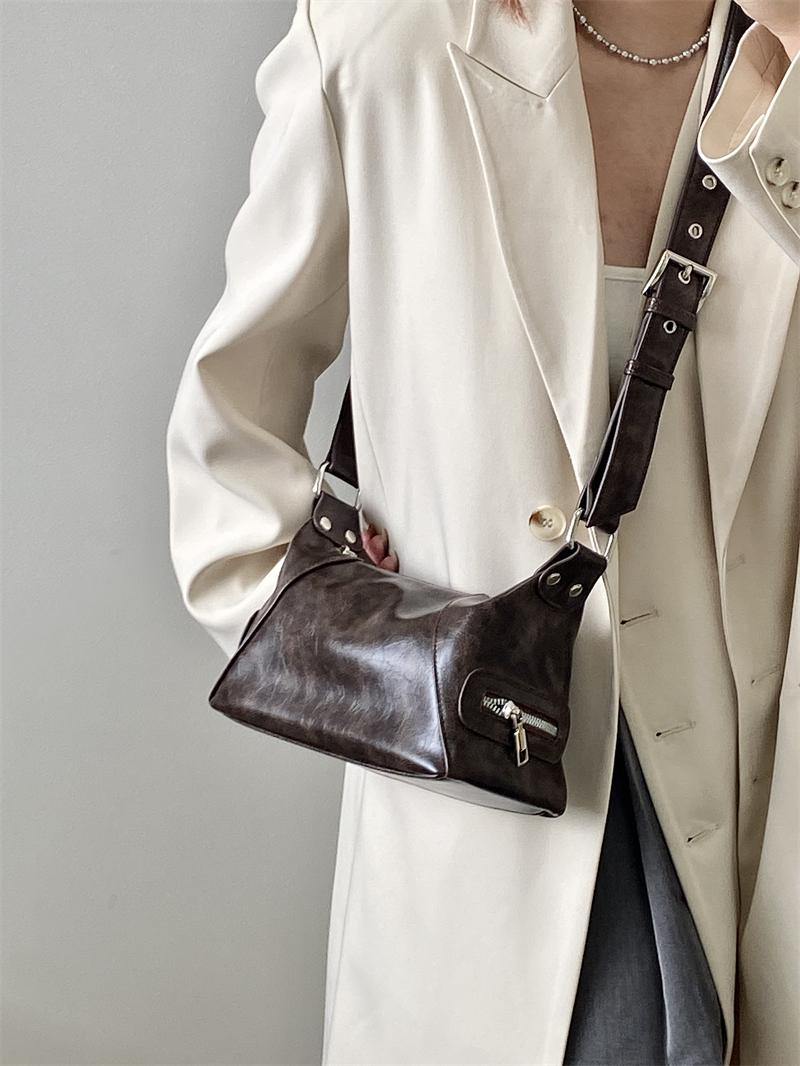 Women's Retro Motorcycle Crossbody Bag - Spring/Summer 2025 High-End Niche Design Shoulder Bag