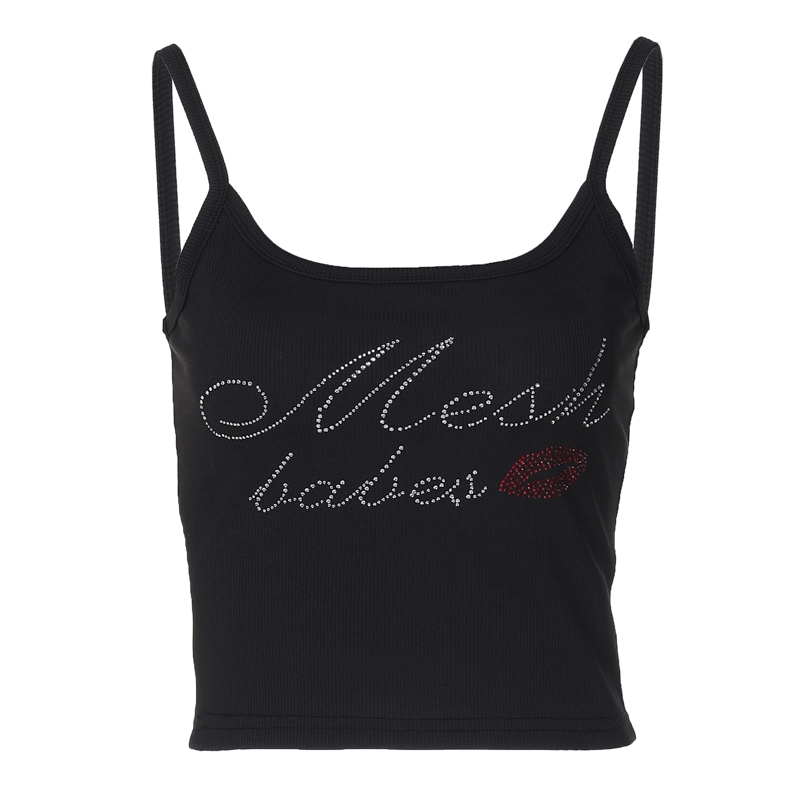 Women's Sequin Letter Printed Camisole - Versatile Casual Stretchy Fitted Top in European and American Style
