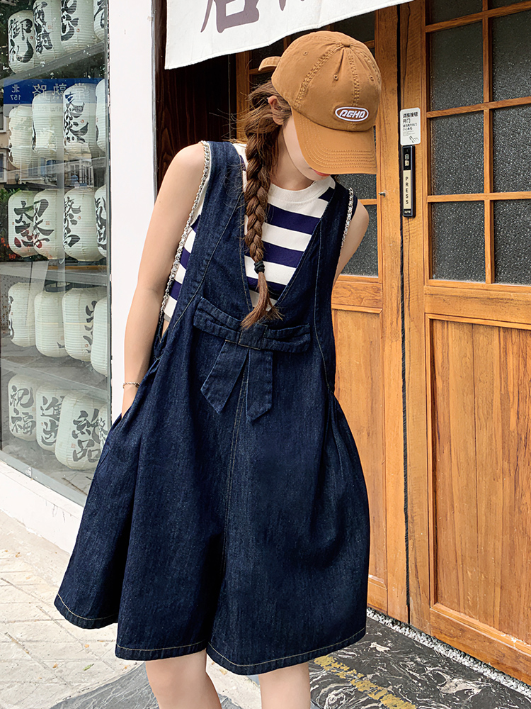 Women's Summer Wide-Leg Shorts with Dopamine Cowboy Suspenders - Loose, Lazy College Style, Trendy 2025 Fashion