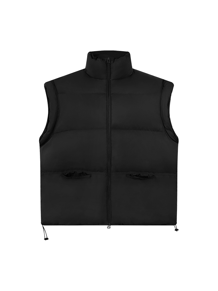 Women's White Duck Down Sleeveless Vest Jacket - Solid Color, Stand Collar, Loose Fit, Versatile Autumn Winter Outerwear, Korean Style