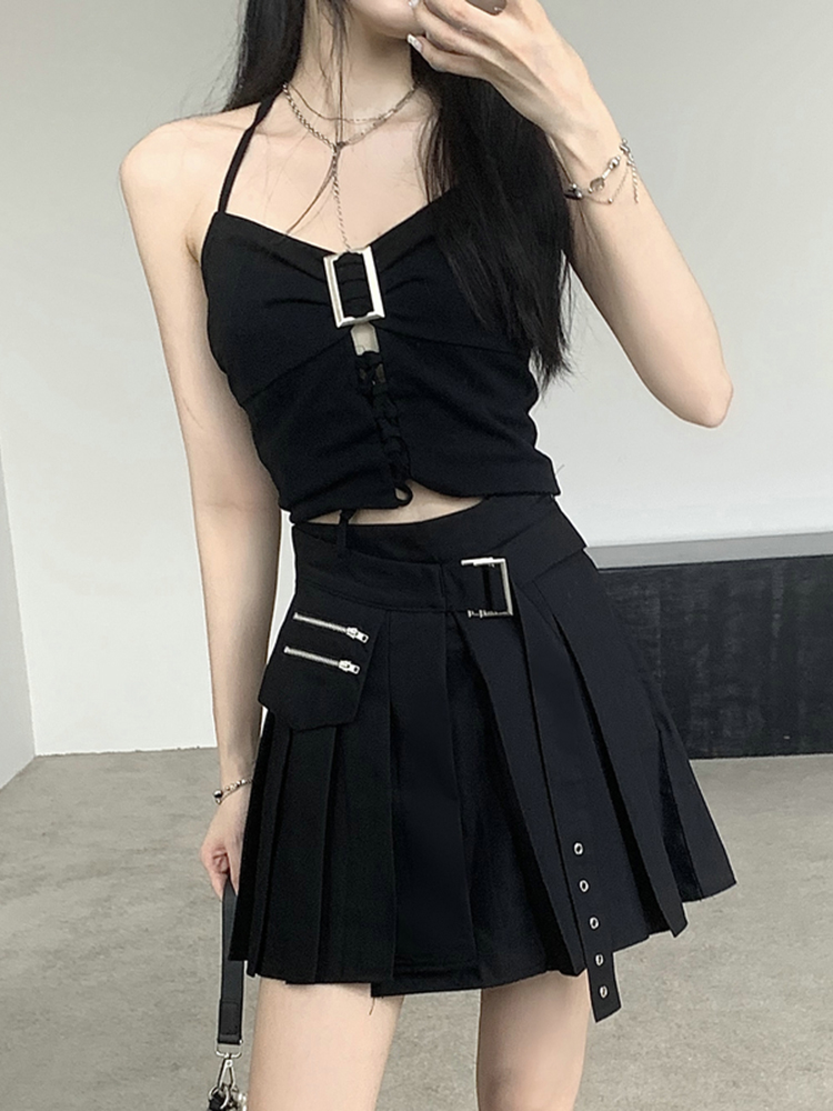 Y2K Abijazz Dance Top and Short Skirt Set for Women's Nightclub and Party Performance Outfit