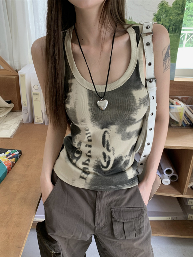 Y2K American-Style Spicy Girl Wasteland Wind Top for Women, Short Jazz Dance Vest for Music Festival Outerwear