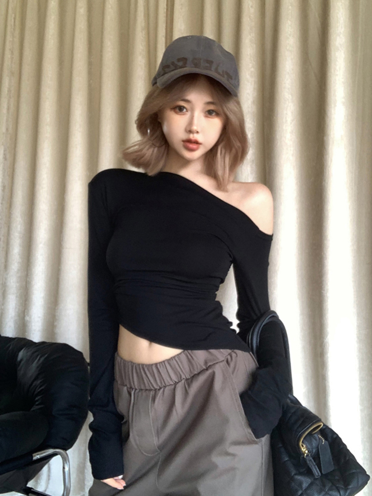 Y2K American Style Sweet and Spicy Hip-Hop Long Sleeve T-Shirt for Women, Jazz Dance Top for K-Pop Music Festival Outfits