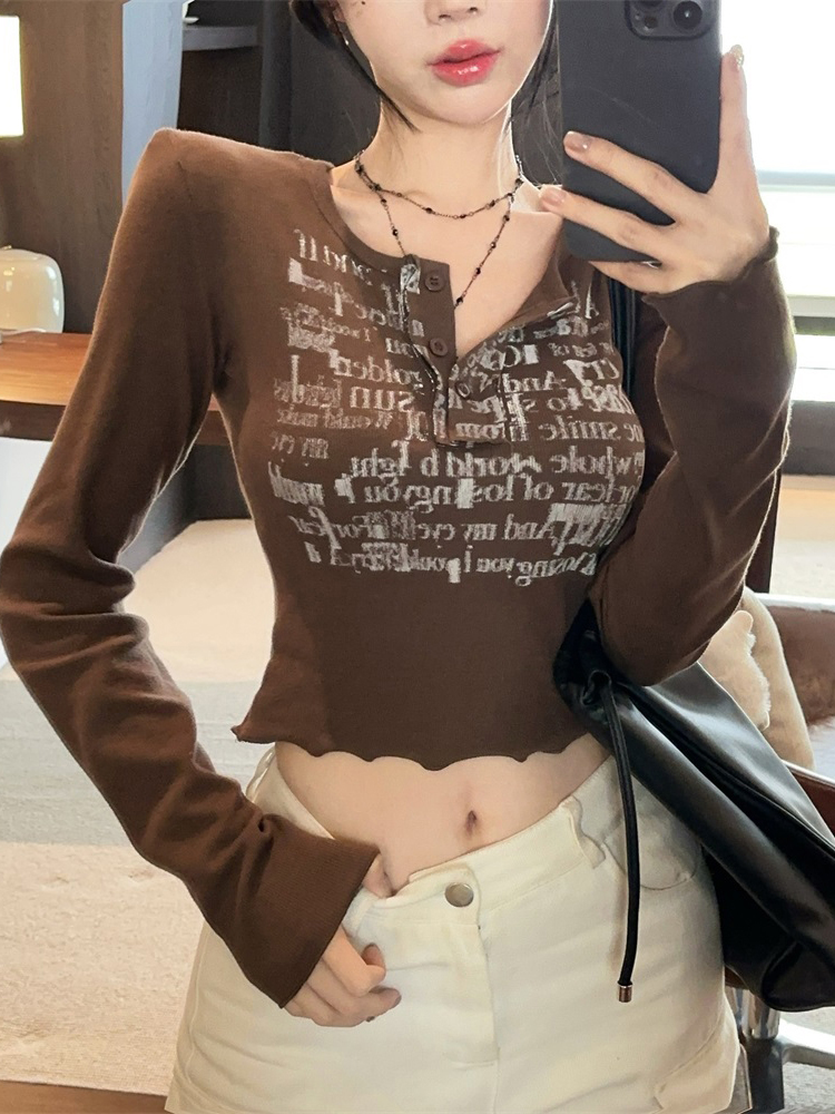 Y2K Long Sleeve T-Shirt for Women, American Jazz Dance Top, K-Pop Inspired Performance Outfit, Trendy Spicy Girl Style