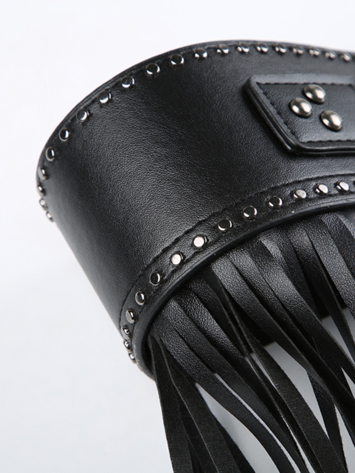 Y2K Millennial Spicy Girl PU Wide Waist Belt with Tassel Edge and Hanging Buckle - Hip-Hop Dance Accessory Trend