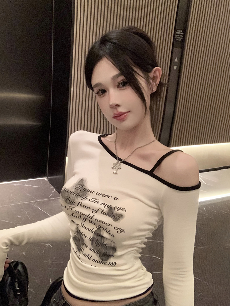 Y2K Slim Fit Long Sleeve Jazz Dance Top for Women, Short American Style T-Shirt for K-Pop Music Festival Outfits