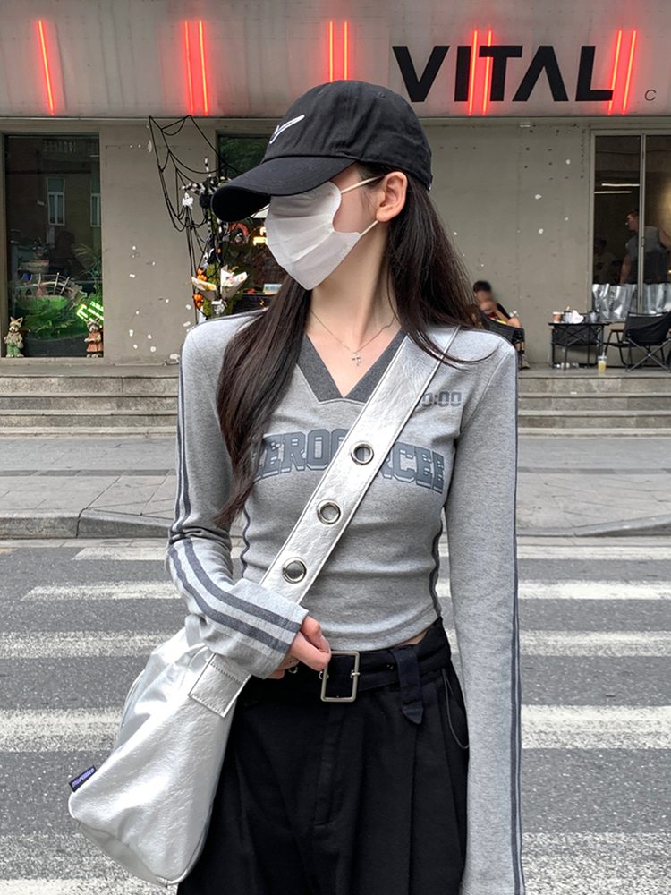 Y2K Slim Fit Long Sleeve T-Shirt for Women - Sweet and Spicy Style, Perfect for Music Festivals and Jazz Dancing