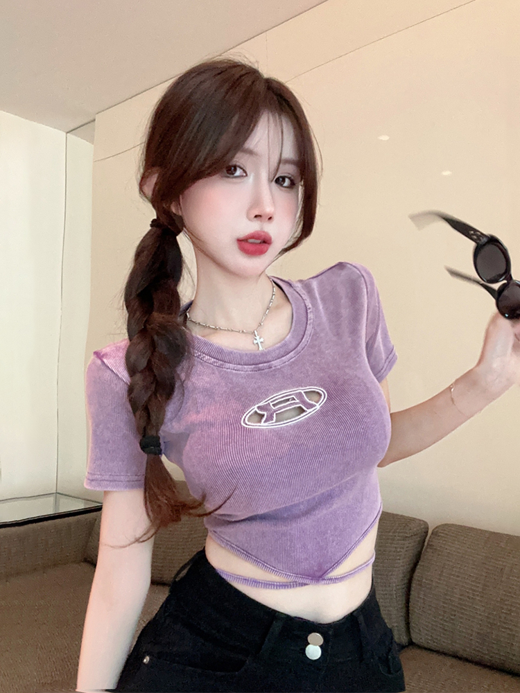 Y2K Slim Fit Short Sleeve Jazz Dance Top for Women - Sweet Cool Spicy Girl Design, Perfect for Dance and Casual Wear