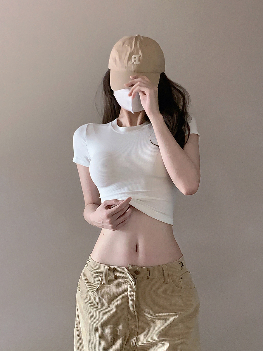 Y2K Slim-Fit Short Sleeve T-Shirt for Women, American Style Sweet and Spicy Jazz Dance Top, K-Pop Inspired Dance Outfit