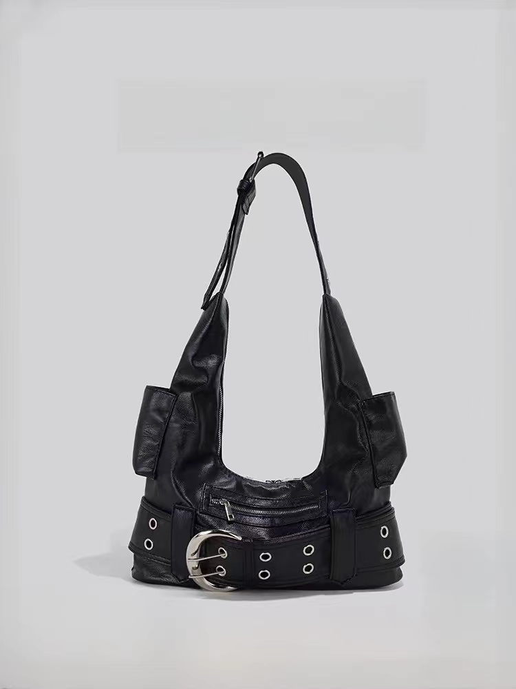 Y2K Spicy Girl Style Large Capacity Motorcycle Tote Bag - Versatile Commuting Shoulder Underarm Bag for Daily Use