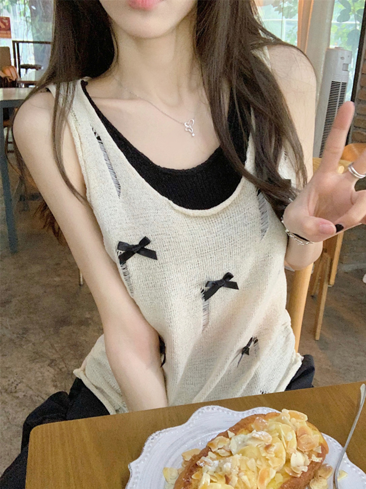 Y2K Style Wasteland Wind Top for Women - Faux Two-Piece Vest, Jazz Dance Inspired, European & American Fashion, K-Pop Outfit