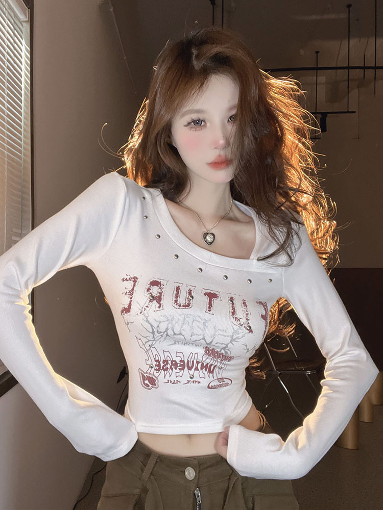 Y2K Sweet and Spicy Long-Sleeve Jazz Dance Top for Women, K-Pop Music Festival Outfit, Trendy Dancewear