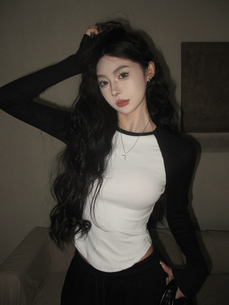 Y2K Women's Long-Sleeve T-Shirt for Jazz Dance & K-Pop Group Performances - Trendy Autumn Festival Outfit