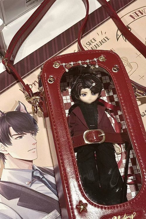 18cm BJD Doll Ita Crossbody Bag with Clear Window for Plushies and Pins